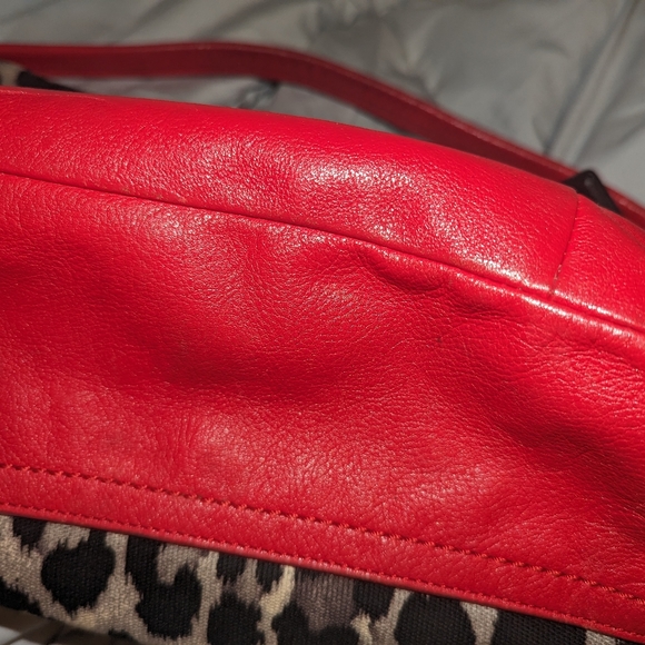 Coach bag red and leopard print with matching wallet - Picture 3 of 16